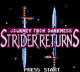 Journey from Darkness - Strider Returns (USA, Europe) Title Screen